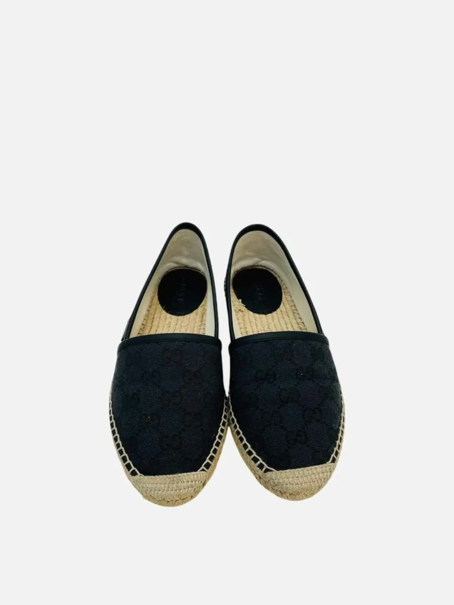 GUCCI Espadrille Black GG Flats 36.5
