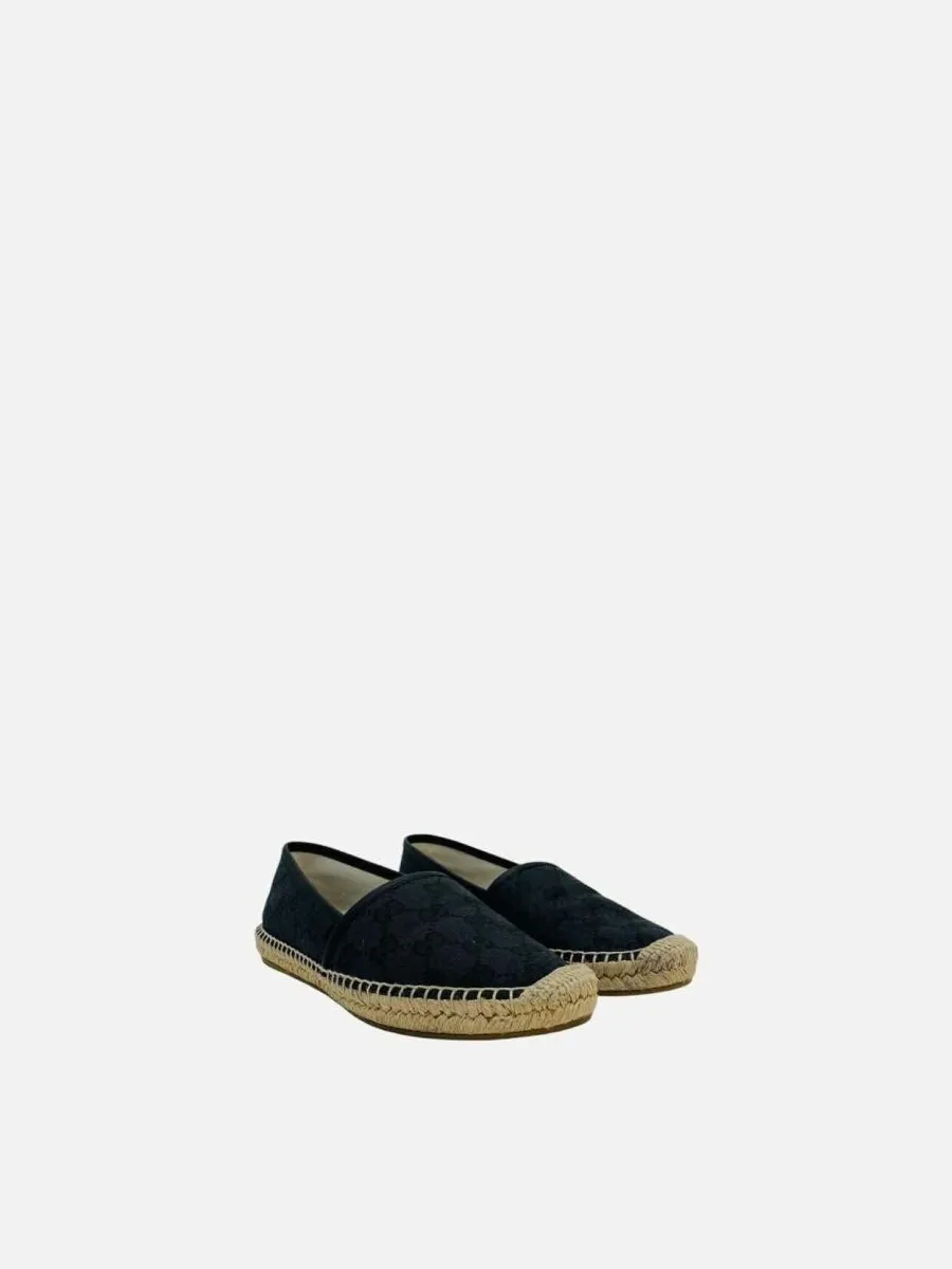 GUCCI Espadrille Black GG Flats 36.5