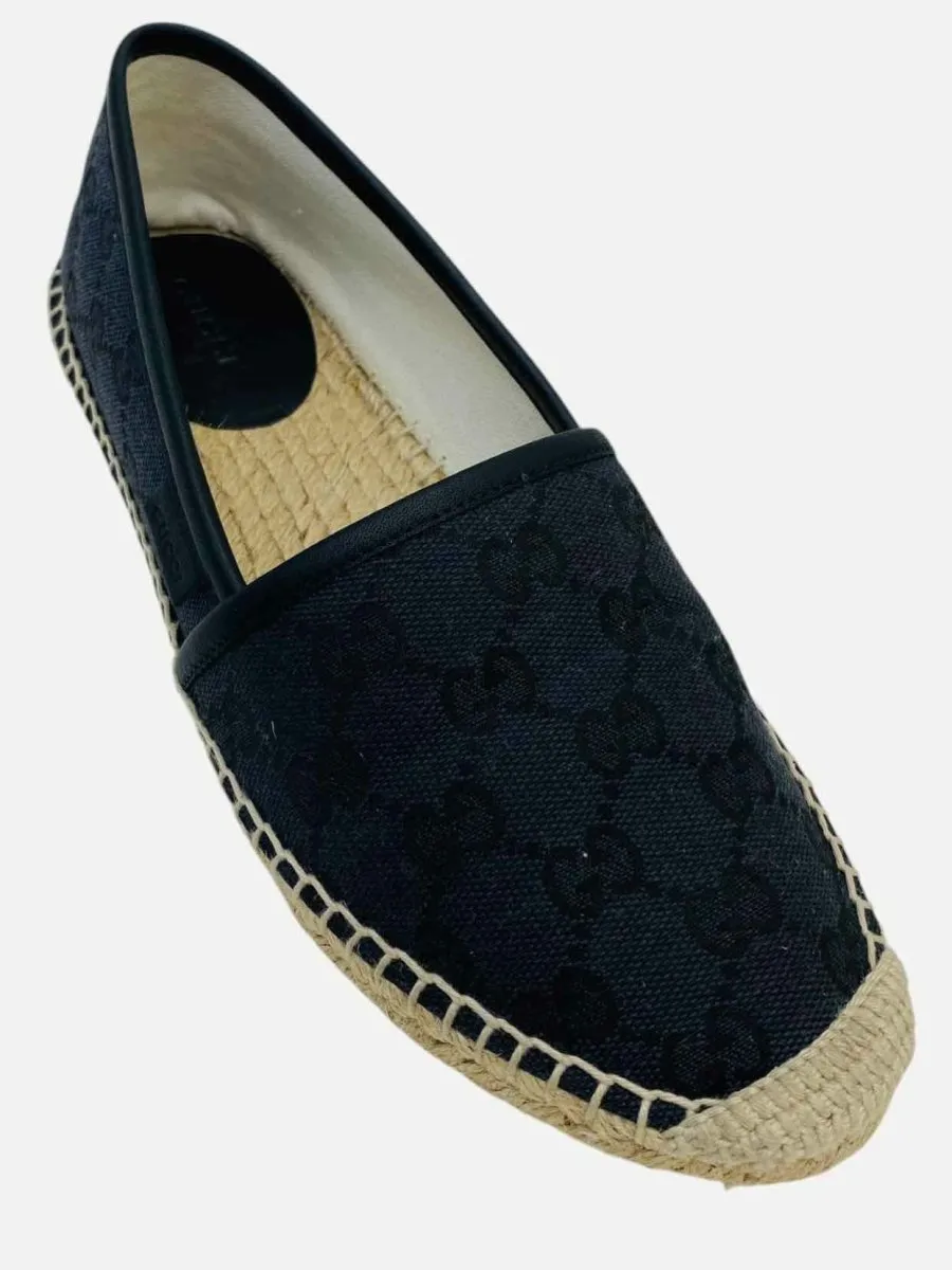 GUCCI Espadrille Black GG Flats 36.5