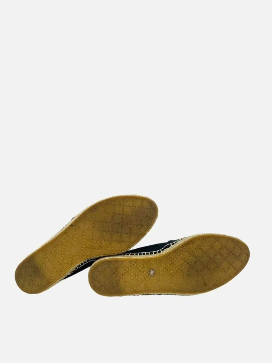GUCCI Espadrille Black GG Flats 36.5