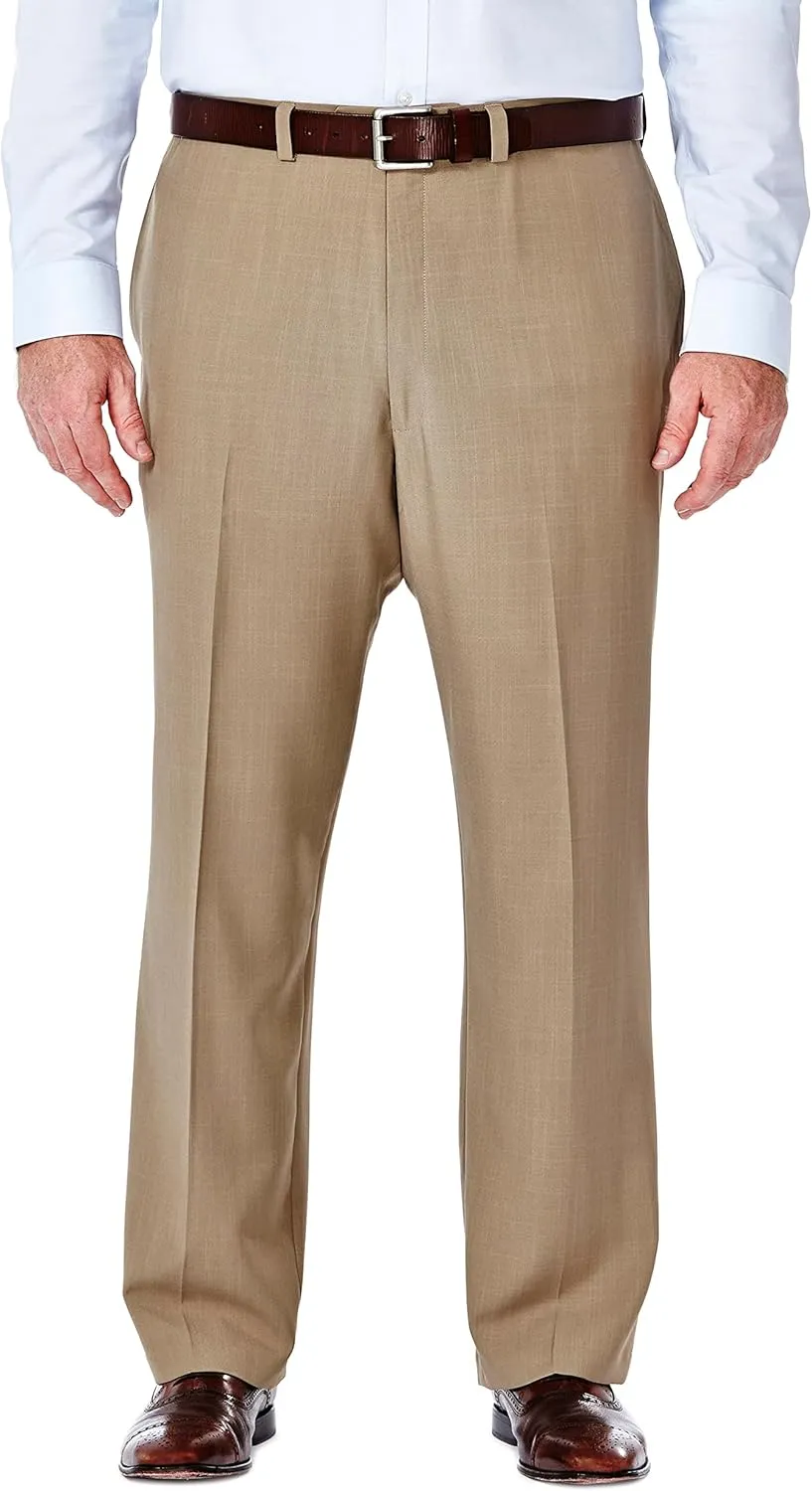 Haggar Men's Big and Tall Eclo Classic Fit Dress Pants Flat Front and Pleated Front