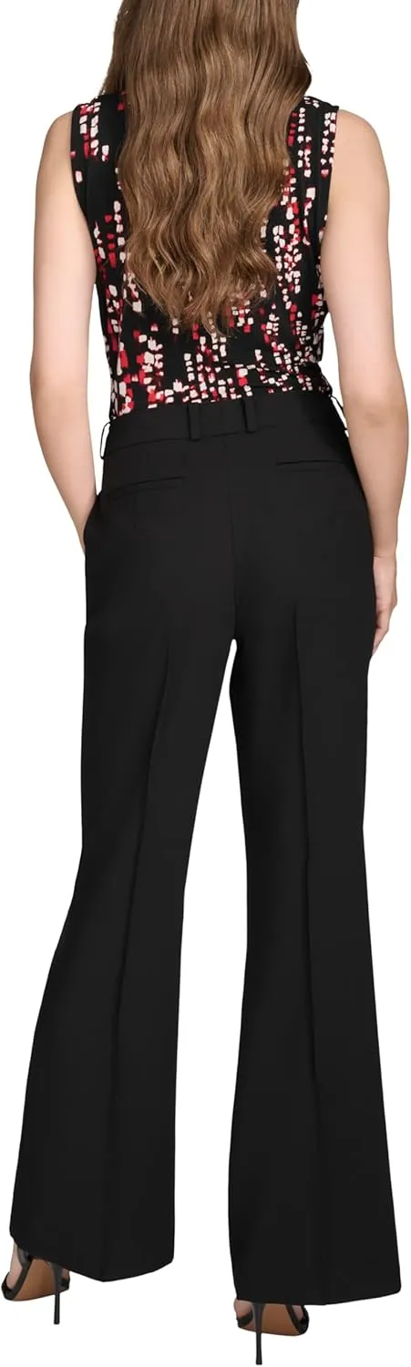 Halston Women's Flare Leg Woven Suiting Pant