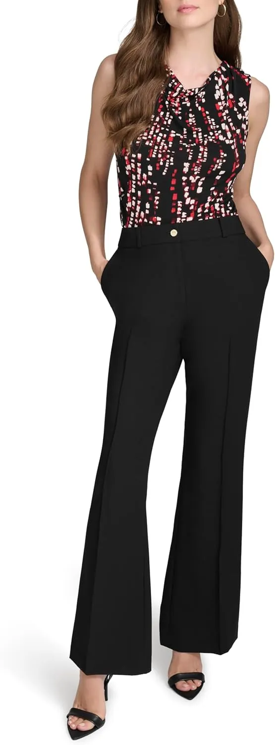 Halston Women's Flare Leg Woven Suiting Pant
