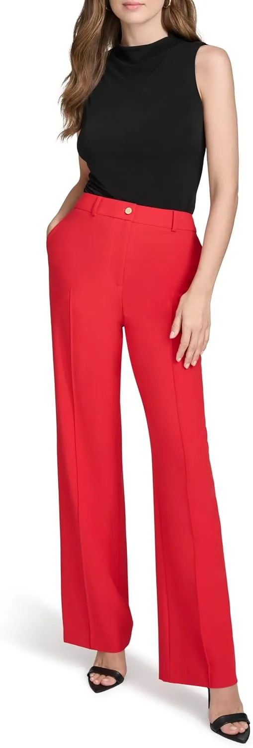 Halston Women's Straight Leg Woven Suiting Pant