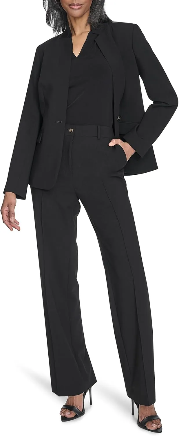 Halston Women's Straight Leg Woven Suiting Pant