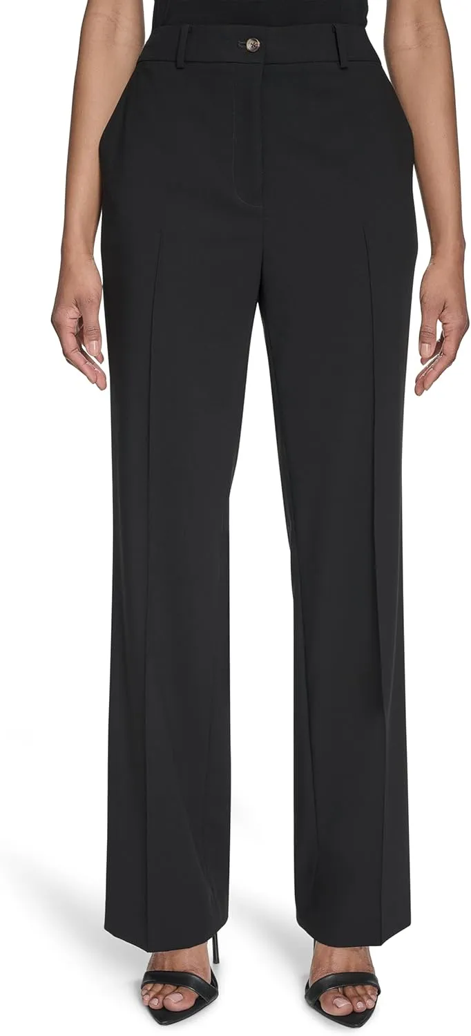 Halston Women's Straight Leg Woven Suiting Pant