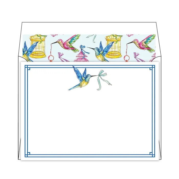 Handpainted Hummingbird Flat Note Stationery