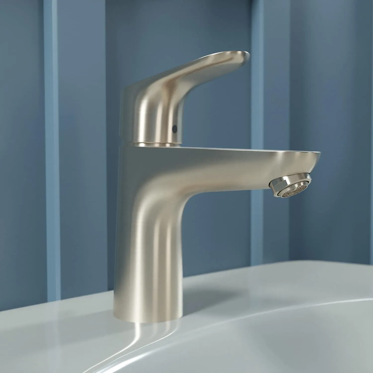 hansgrohe Focus Modern Upgrade Easy Clean 1-Handle 1 7-inch Tall Bathroom Sink Faucet in Brushed Nickel, 04371820