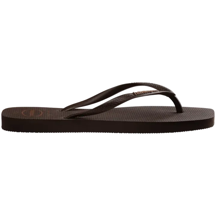 Havaianas Slim Square Logo Pop Up Female Thongs - Dark Brown