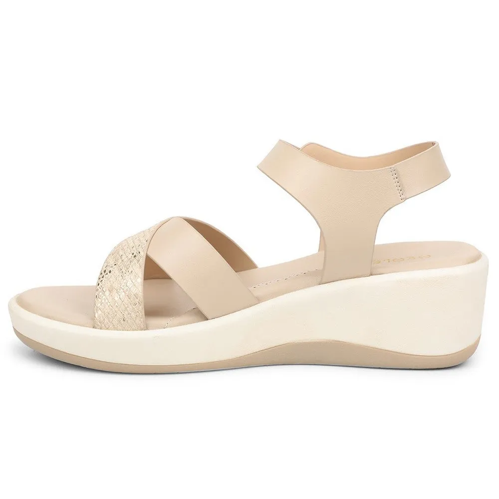 Healers Beige Casual Wedge Heel Sandal For Women SSAL-7 By Liberty
