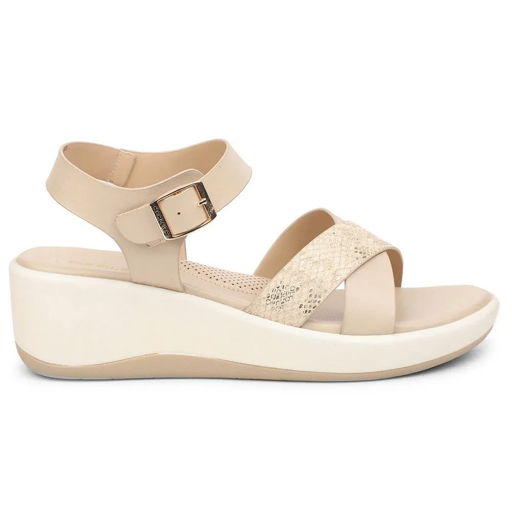 Healers Beige Casual Wedge Heel Sandal For Women SSAL-7 By Liberty