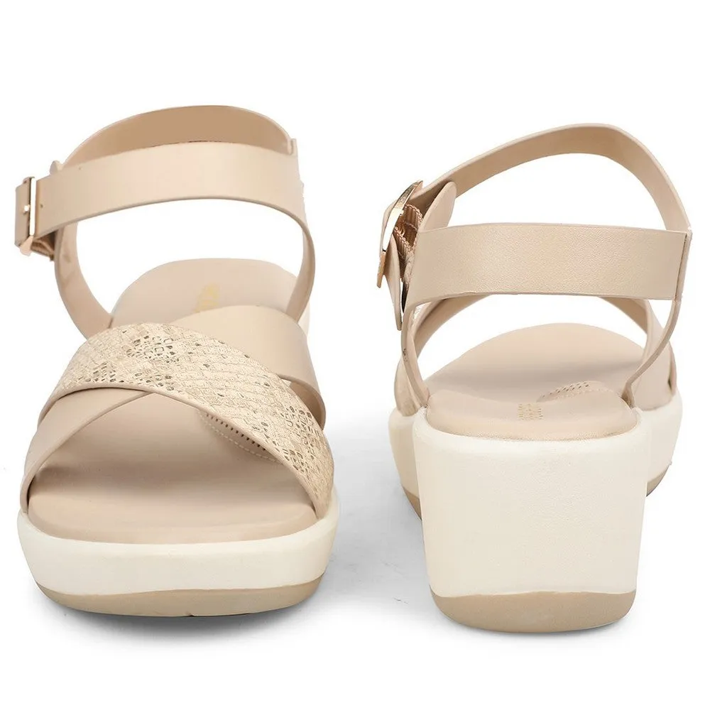 Healers Beige Casual Wedge Heel Sandal For Women SSAL-7 By Liberty