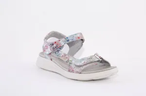 HEAVENLY FEET - OYSTER FLAT VELCRO STRAP COMFORT SANDAL - GREY MULTI