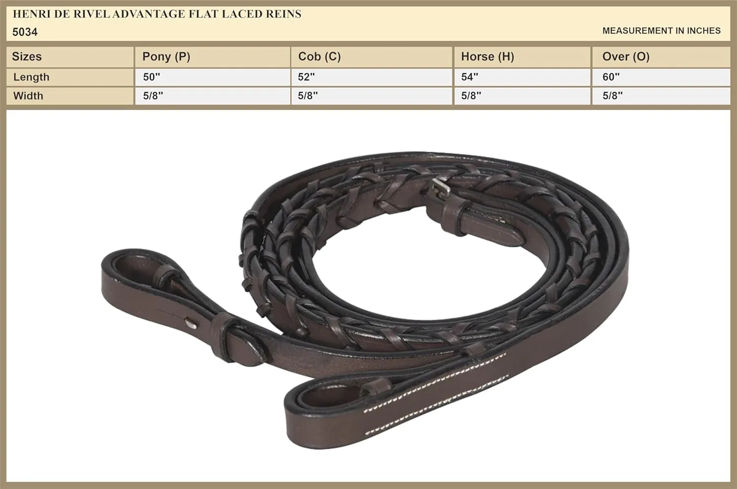 Henri de Rivel Advantage Flat Laced Reins Horse