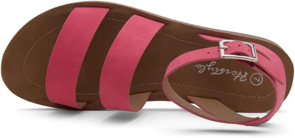 Herstyle Needed Me Women's Flat Sandals, Open Toe Two Bands with Ankle Strap and Buckle, Lightweight Sandals with Cushioned Footbed for Summer Walking and Daily Wear