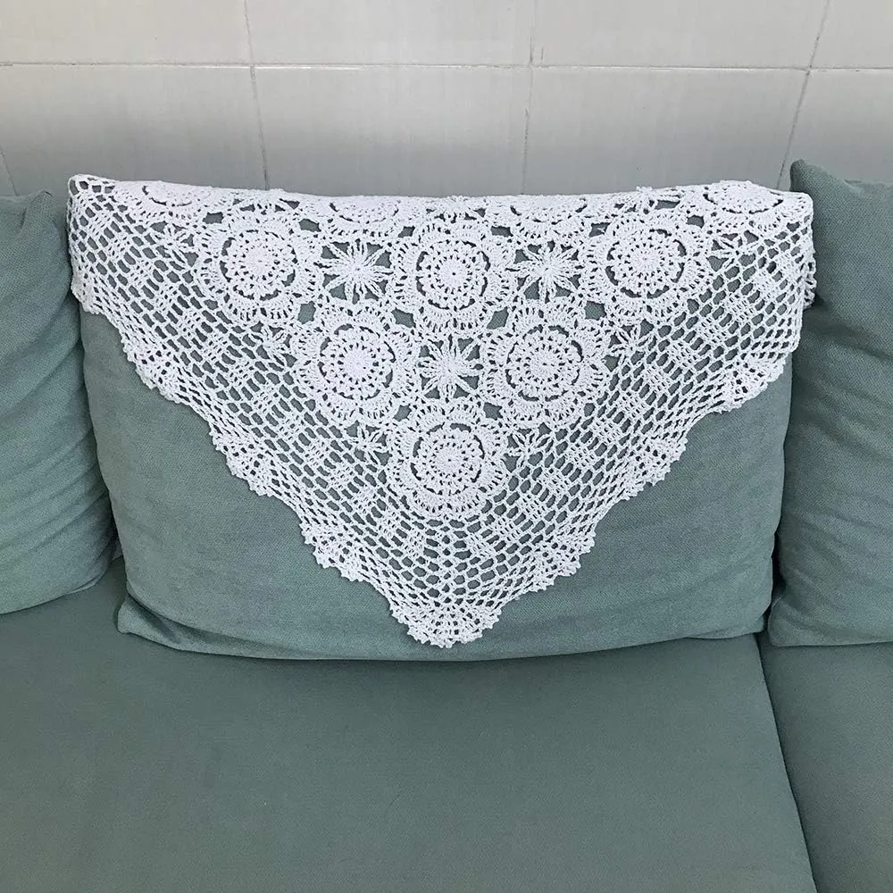 Hetao 100% Cotton Handmade Crochet Square Tablecloth Doilies Lace Table Covers ,White, 27 Inch
