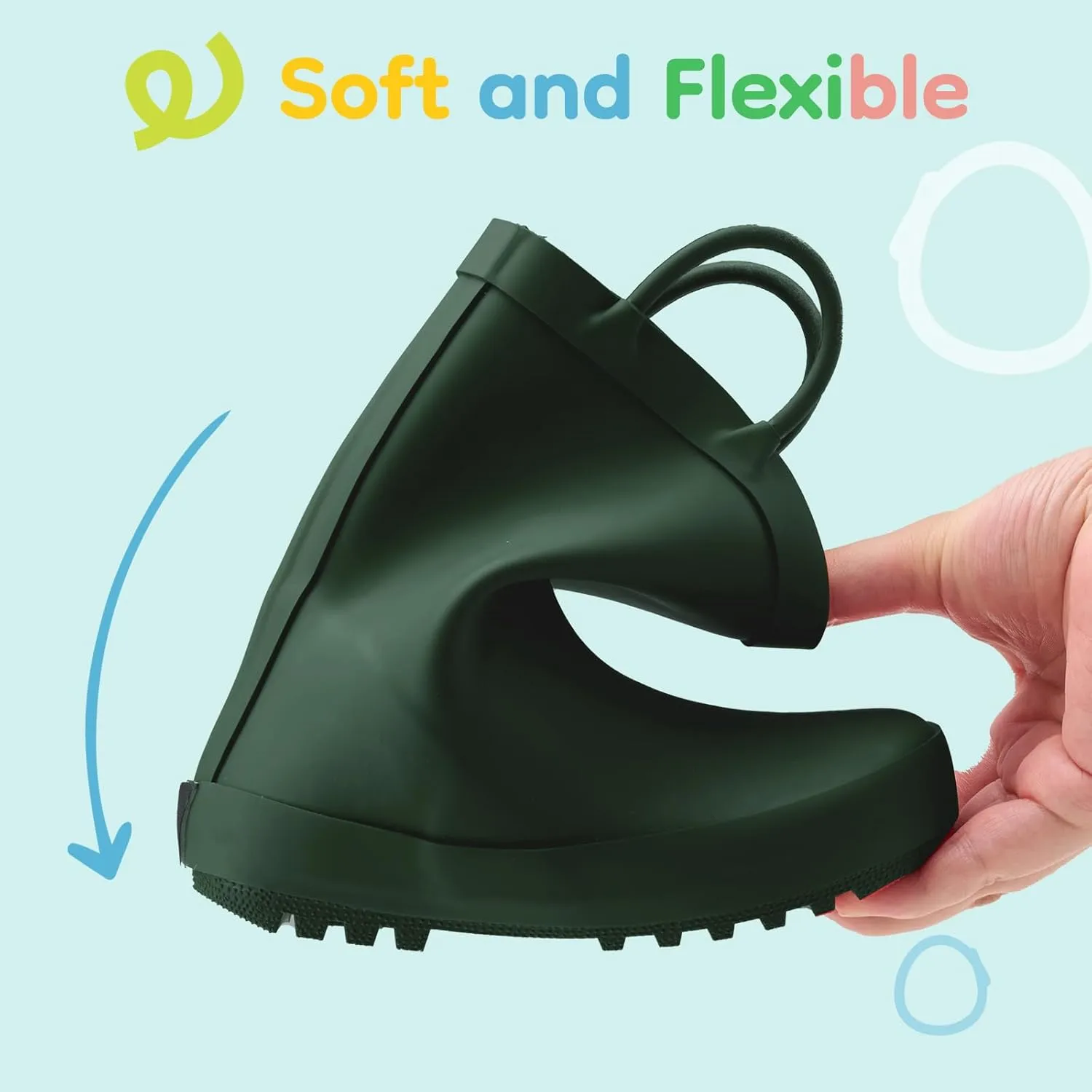 HISEA Rubber Rain Boots for Toddlers and Kids Boys Girls Lightwight Waterproof with Easy-on Handle