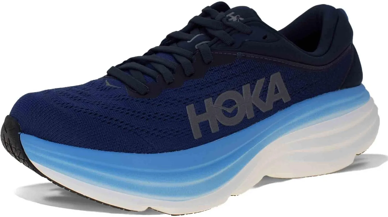 Hoka Men's Bondi 8 Sneaker, Outer Space/All Aboard, 9.5