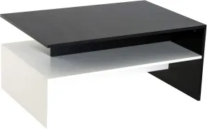 HOMCOM Modern Coffee Table, 2-Tier Rectangular Center Table with Storage Shelves for Living Room, Black/White