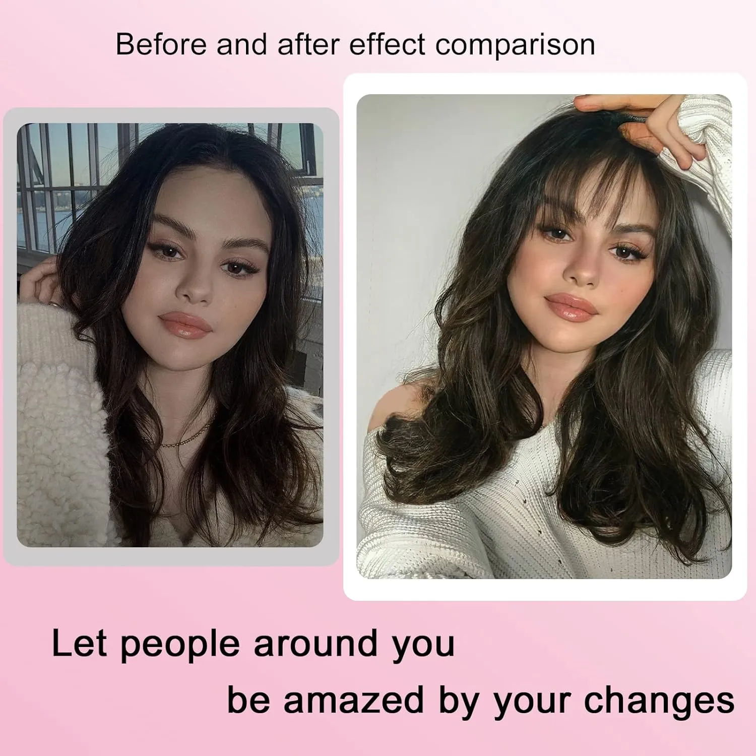Human Hair Dark Brown Clip in Bangs, Women Air Thinning Curtain Flat Bangs, Natural Curved Wispy, Real Human Hair Faux Fake