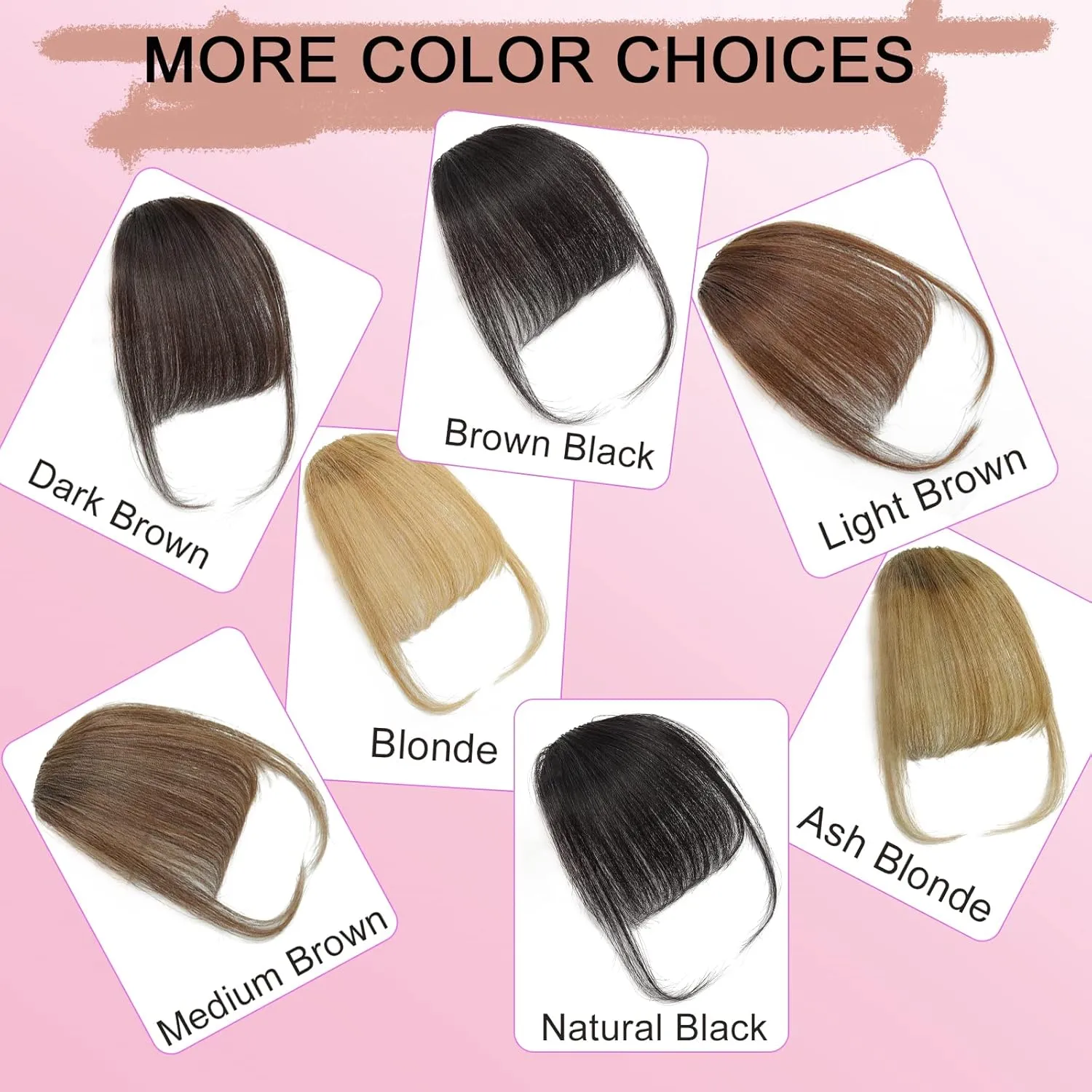 Human Hair Dark Brown Clip in Bangs, Women Air Thinning Curtain Flat Bangs, Natural Curved Wispy, Real Human Hair Faux Fake