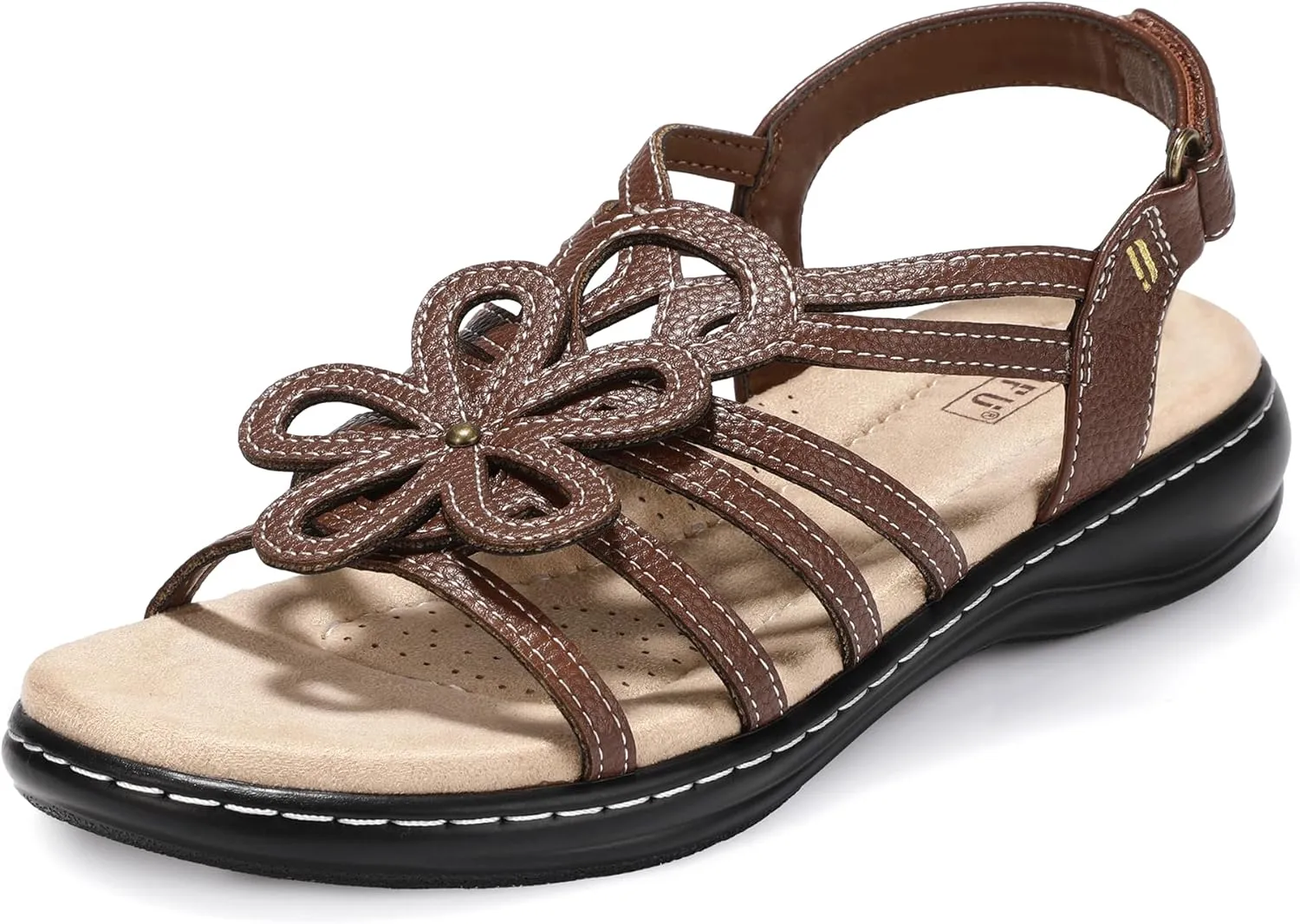 IDIFU Women's Sandals Strappy Back Strap Open Toe Slingback Sandals Summer Beach Walking Wedding Bridal Dress Sandals for Women Travel Dressy Comfortable Trendy Casual Flats Sandals - Wide Width
