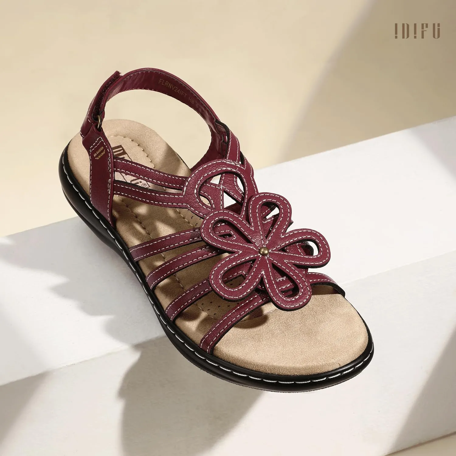 IDIFU Women's Sandals Strappy Back Strap Open Toe Slingback Sandals Summer Beach Walking Wedding Bridal Dress Sandals for Women Travel Dressy Comfortable Trendy Casual Flats Sandals - Wide Width