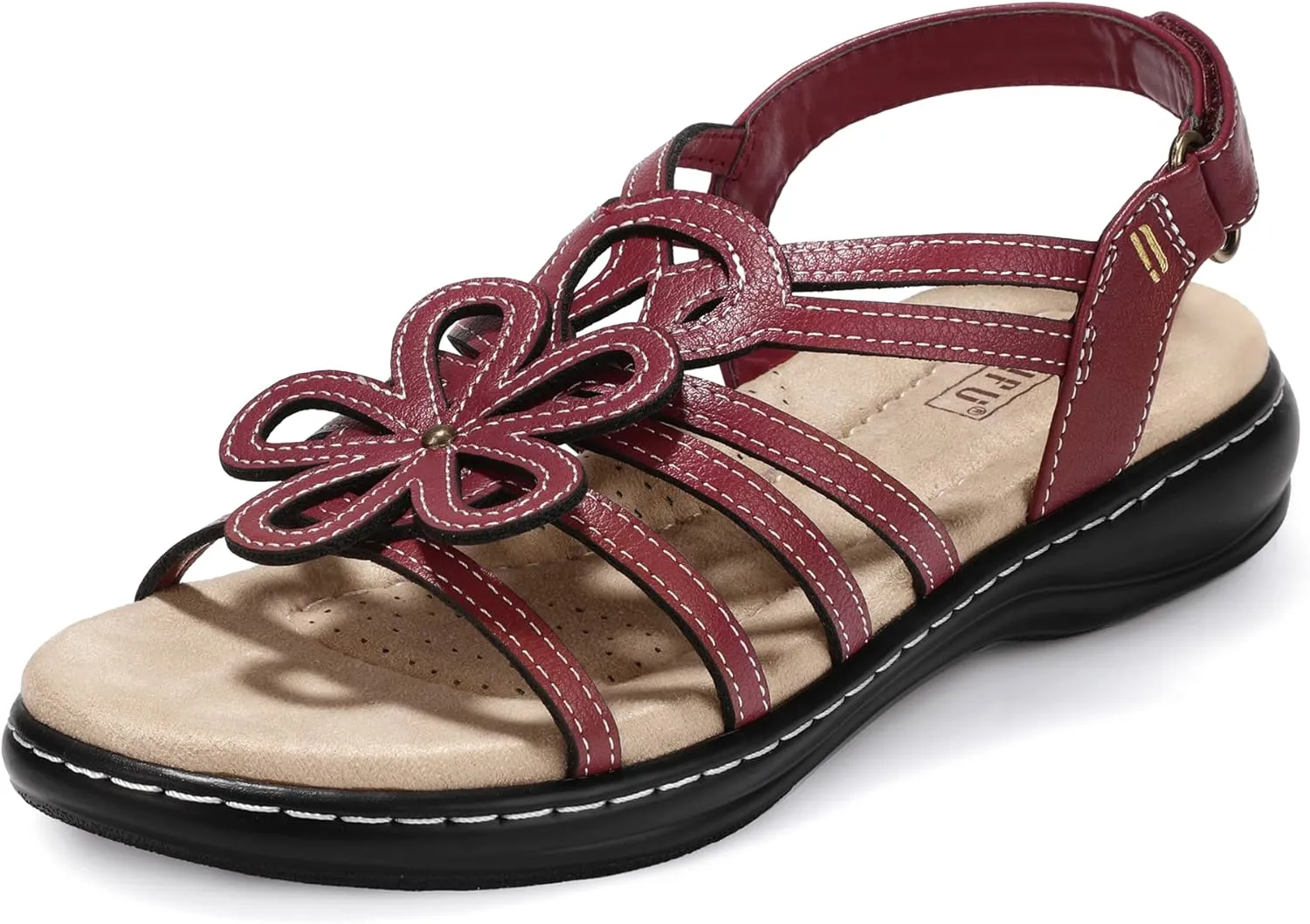 IDIFU Women's Sandals Strappy Back Strap Open Toe Slingback Sandals Summer Beach Walking Wedding Bridal Dress Sandals for Women Travel Dressy Comfortable Trendy Casual Flats Sandals - Wide Width