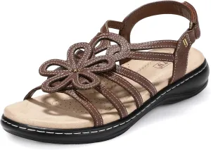IDIFU Women's Sandals Strappy Back Strap Open Toe Slingback Sandals Summer Beach Walking Wedding Bridal Dress Sandals for Women Travel Dressy Comfortable Trendy Casual Flats Sandals - Wide Width