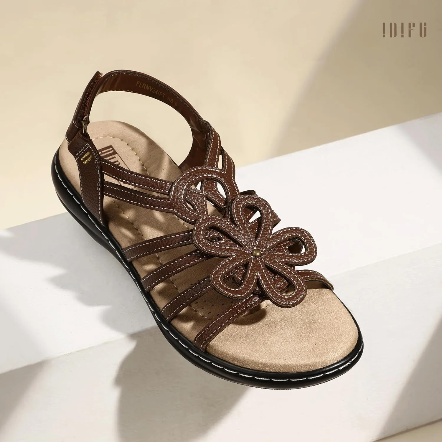 IDIFU Women's Sandals Strappy Back Strap Open Toe Slingback Sandals Summer Beach Walking Wedding Bridal Dress Sandals for Women Travel Dressy Comfortable Trendy Casual Flats Sandals - Wide Width