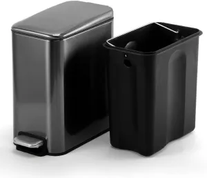 Indoor Trash Can Indoor Clip Gap Rectangular Stainless Steel Foot-Operated Trash Can Household Living Room Kitchen Bedroom Bathroom Trash Can 5L Kitchen Garbage Cans (Color : A) (B)