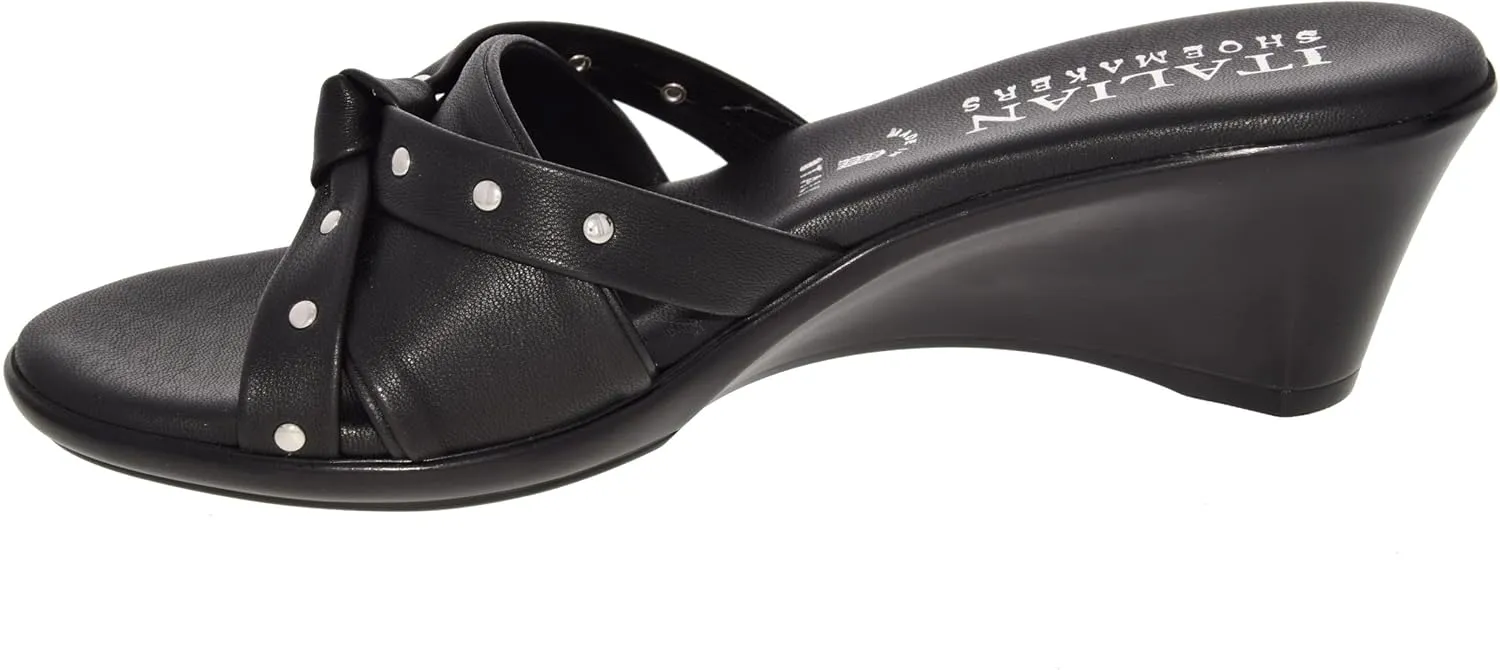 ITALIAN SHOEMAKERS Avra Women's Wedge Sandal with Knot Strap and Metallic Features Comfort