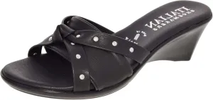 ITALIAN SHOEMAKERS Avra Women's Wedge Sandal with Knot Strap and Metallic Features Comfort