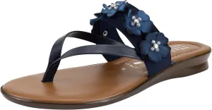 ITALIAN Shoemakers Claudie Women's low wedge Sandals with stretch comfort band, floral embellishment, and moderate wedge