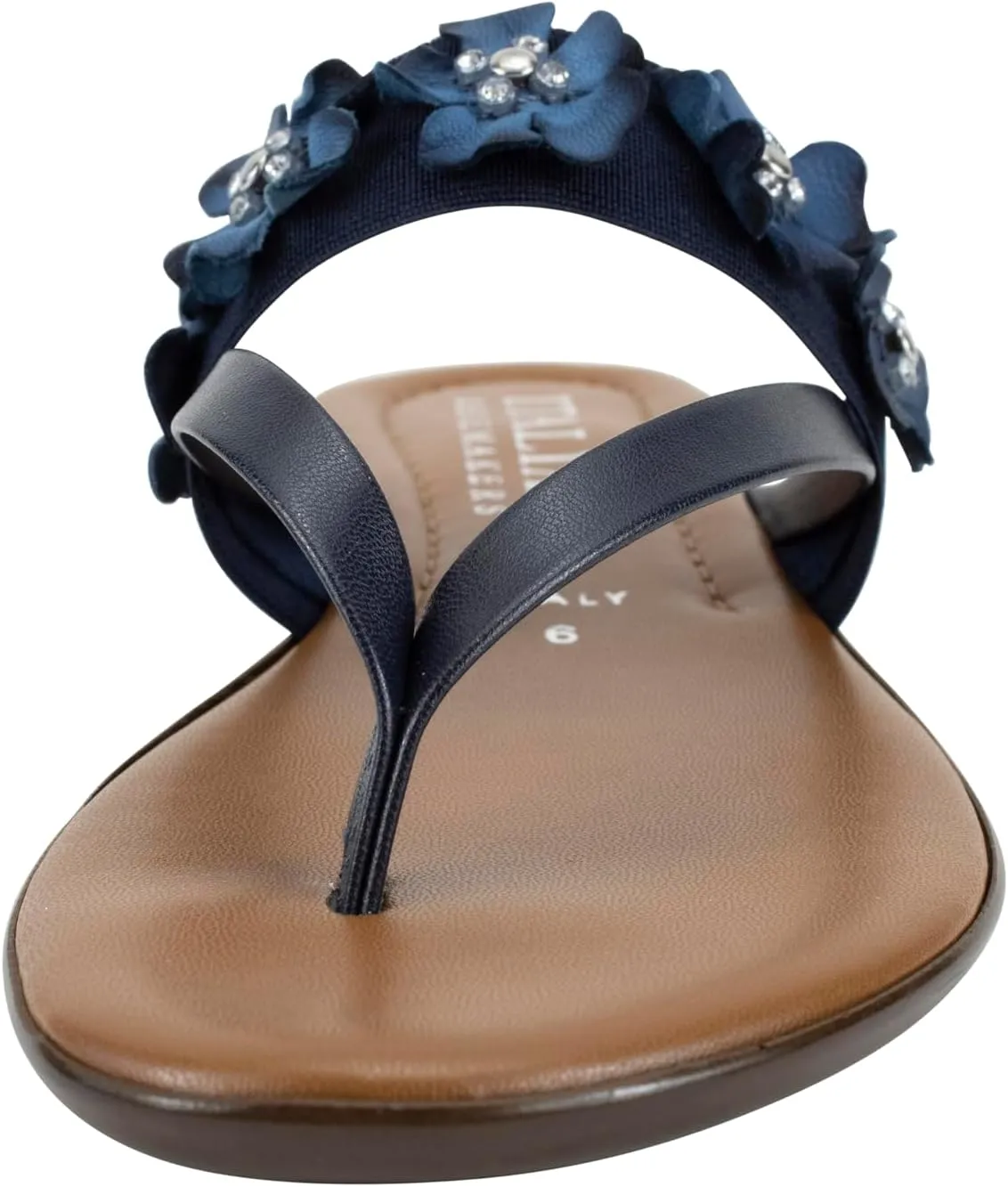 ITALIAN Shoemakers Claudie Women's low wedge Sandals with stretch comfort band, floral embellishment, and moderate wedge