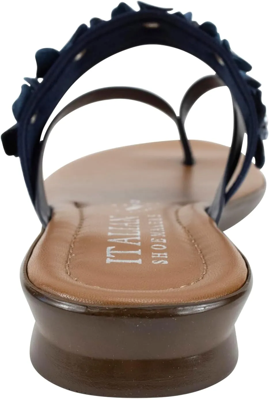 ITALIAN Shoemakers Claudie Women's low wedge Sandals with stretch comfort band, floral embellishment, and moderate wedge