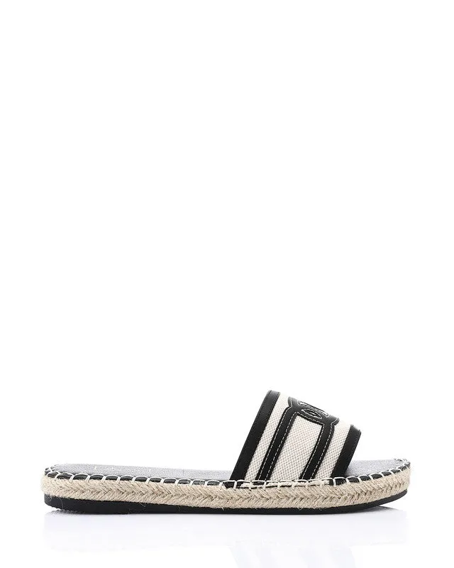 JAL-DJTV-005 Coastal Chic Espadrille Slipper - Black & Off White