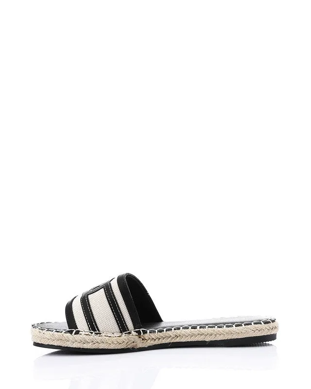 JAL-DJTV-005 Coastal Chic Espadrille Slipper - Black & Off White