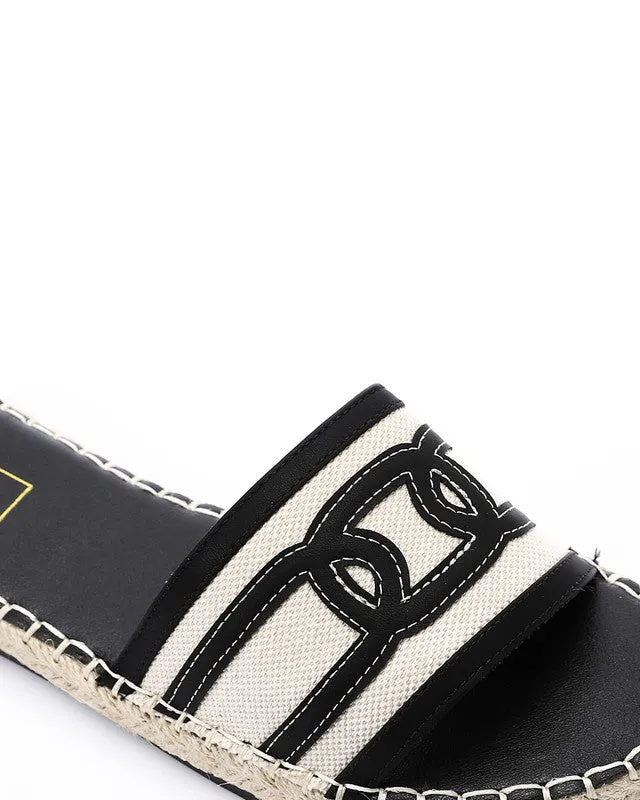 JAL-DJTV-005 Coastal Chic Espadrille Slipper - Black & Off White
