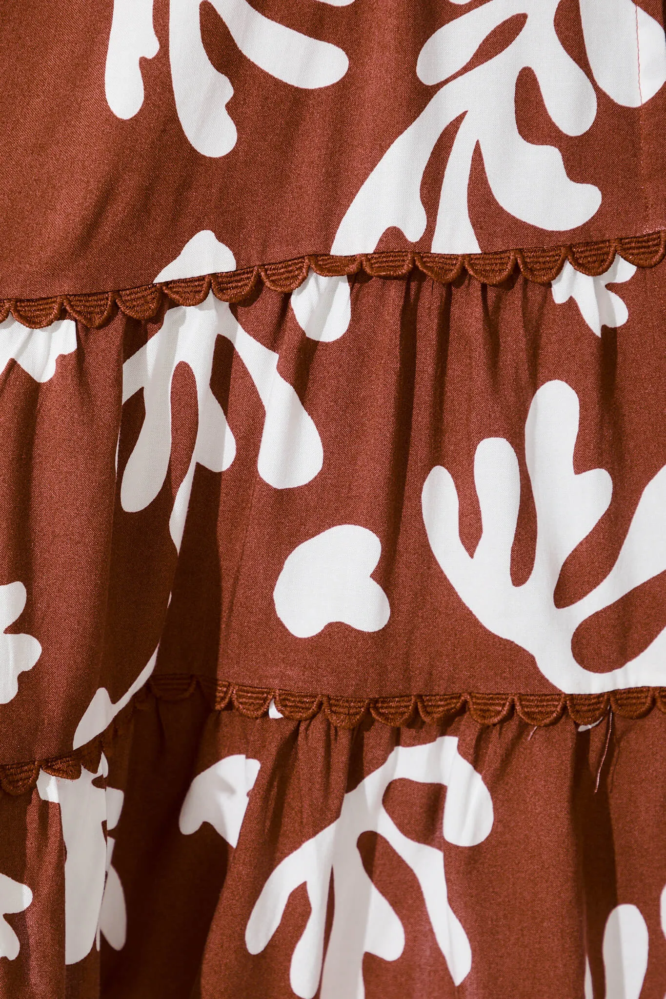 Jeanne Dress In Chocolate With White Print