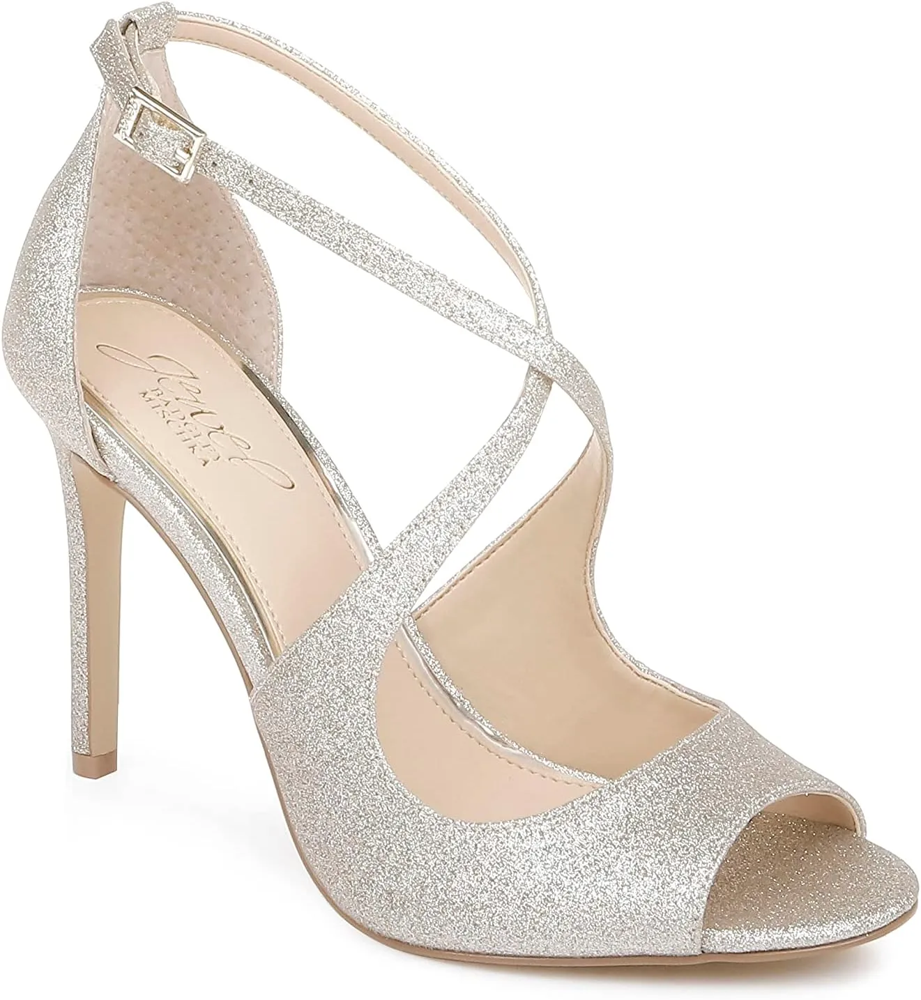 Jewel Badgley Mischka Jonna Glitter Peep Toe Pumps