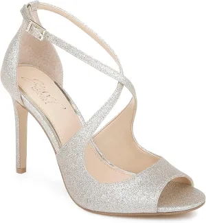 Jewel Badgley Mischka Jonna Glitter Peep Toe Pumps