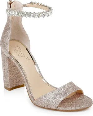 Jewel Badgley Mischka Louise Peep-Toe Block Heel