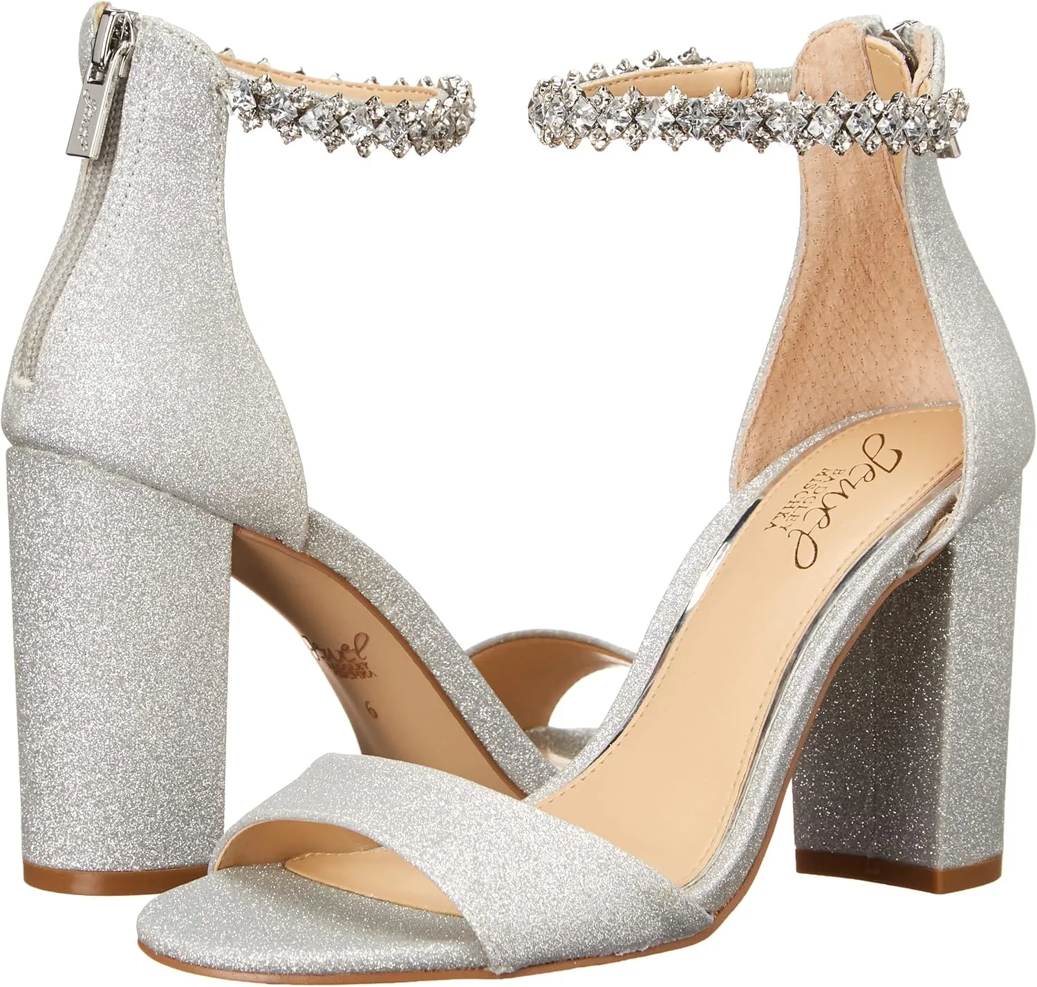 Jewel Badgley Mischka Louise Peep-Toe Block Heel
