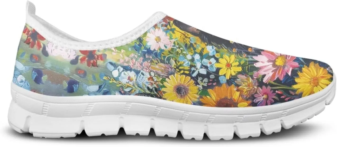JoyLamoria Bright Blossom Walking Shoes Travel Clog Slip on Causal Loafer with Floral Print Fashion Sneakers for Men Women