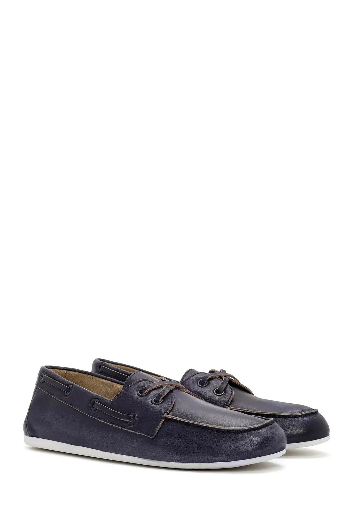 Kadın Lacivert Deri Maskülen Loafer