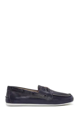 Kadın Lacivert Deri Maskülen Loafer