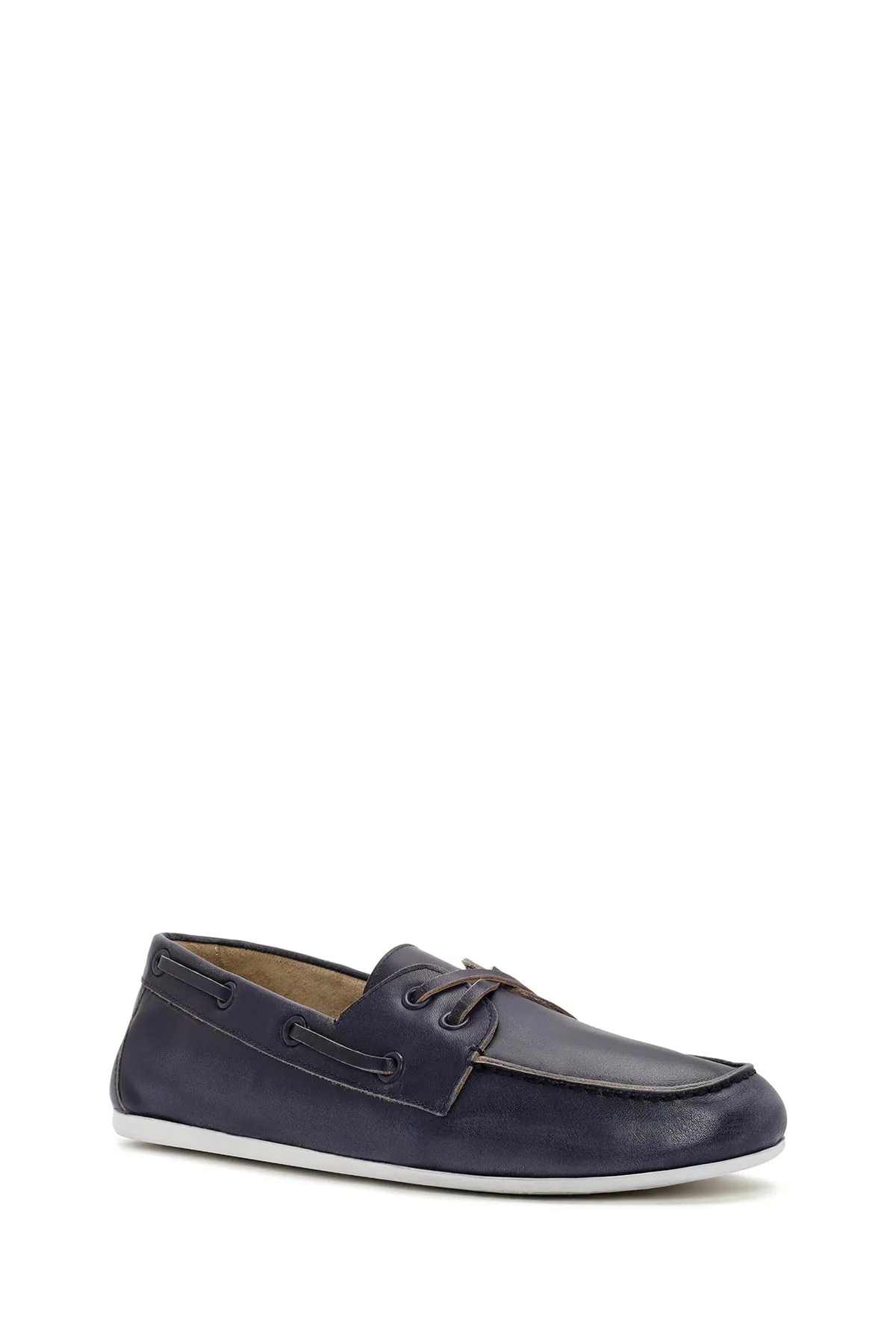 Kadın Lacivert Deri Maskülen Loafer