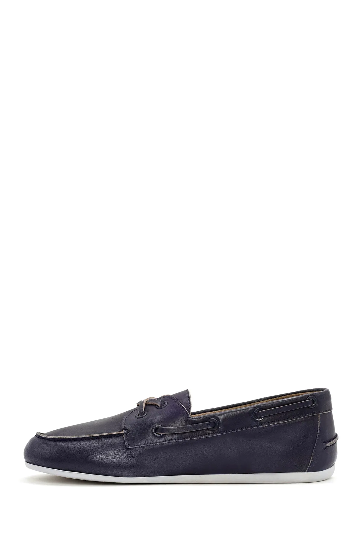 Kadın Lacivert Deri Maskülen Loafer