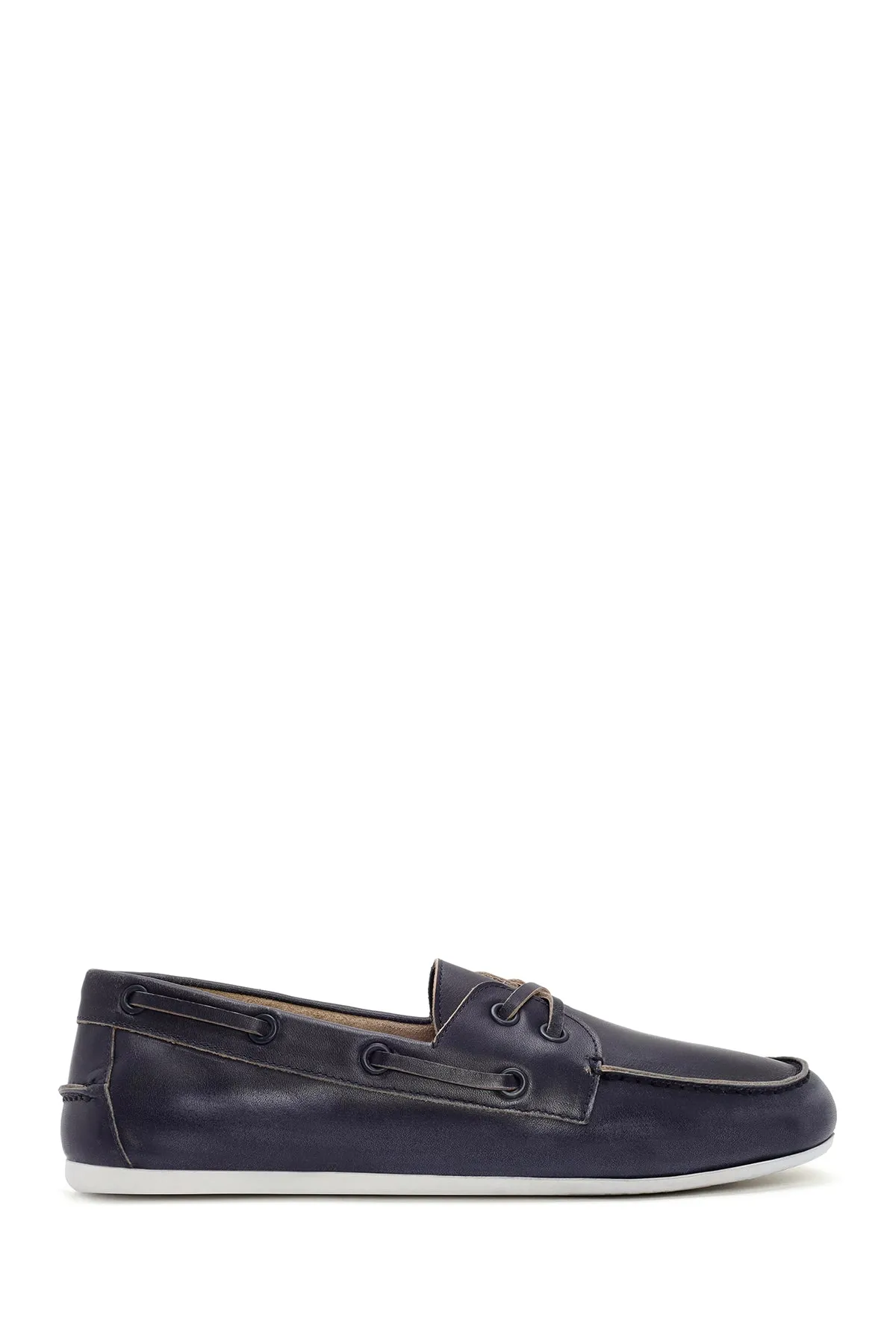 Kadın Lacivert Deri Maskülen Loafer